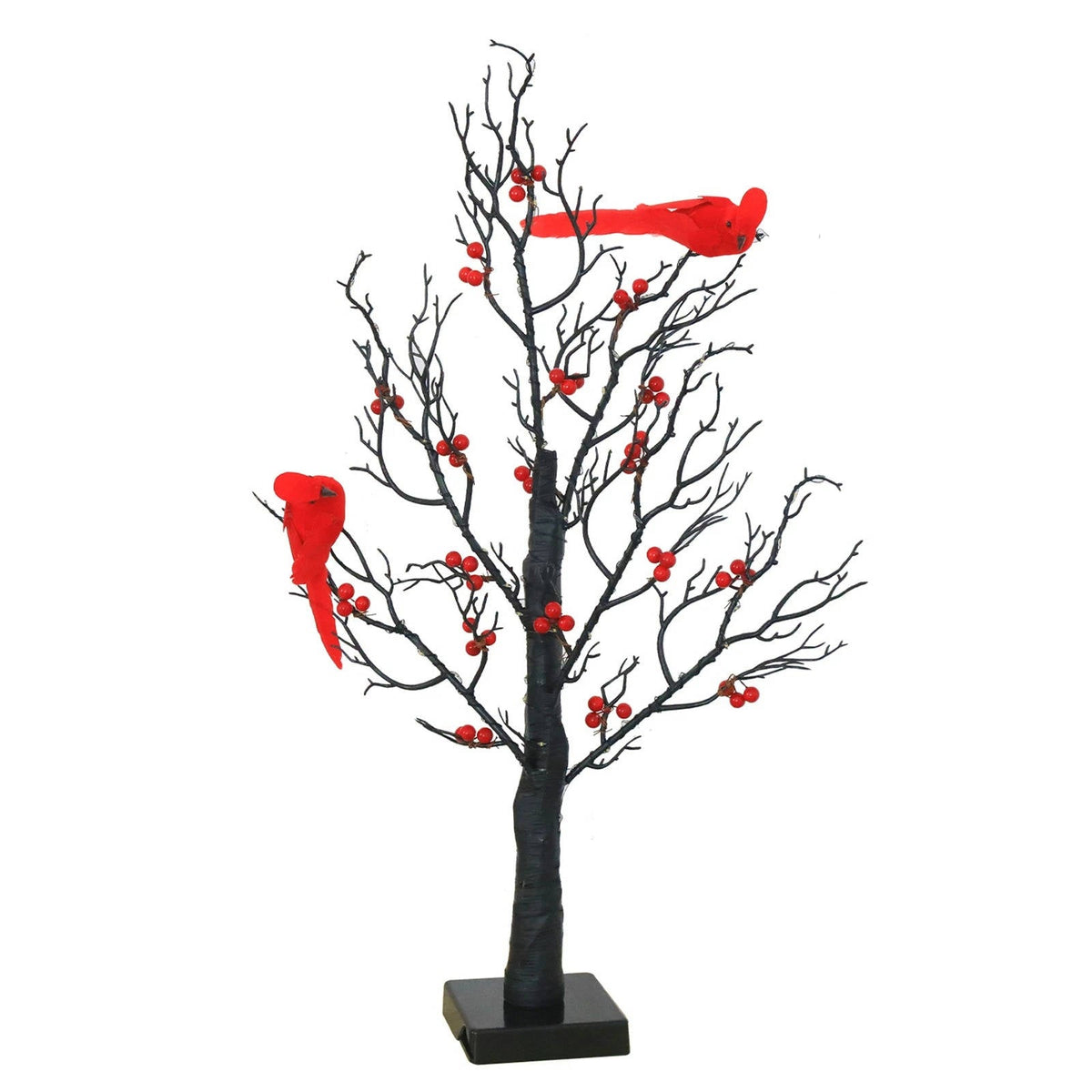 Battery Powered Decorative Tree with Copper Wire Lights and Cardinal Accents All Vera Mart