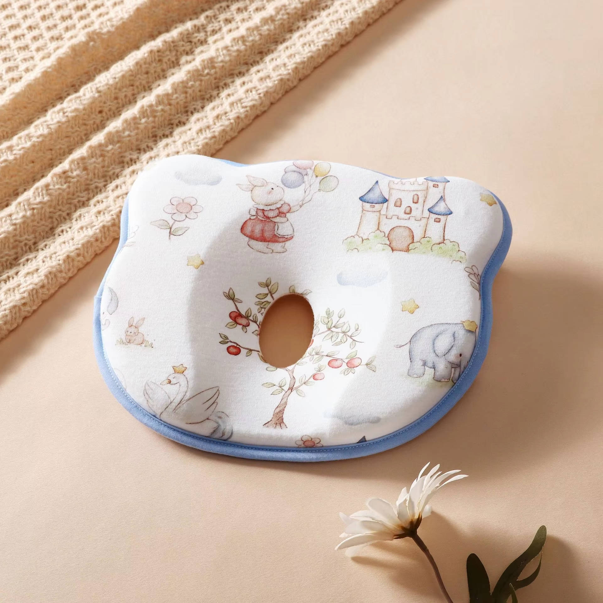 Infant Head Support Pillow with U-Shaped Groove and Velvet Cover, Machine Washable All Vera Mart