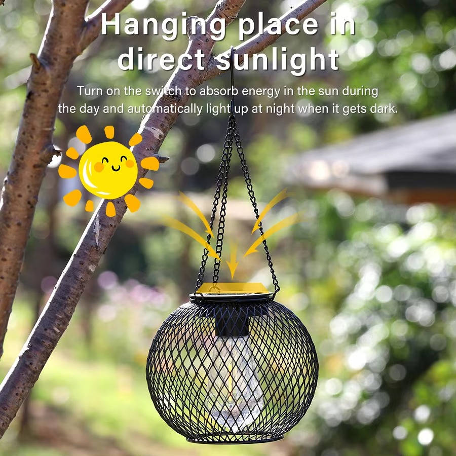 Solar Hanging Lantern with Automatic Light Sensing and 14-Hour Runtime for Outdoor Spaces All Vera Mart