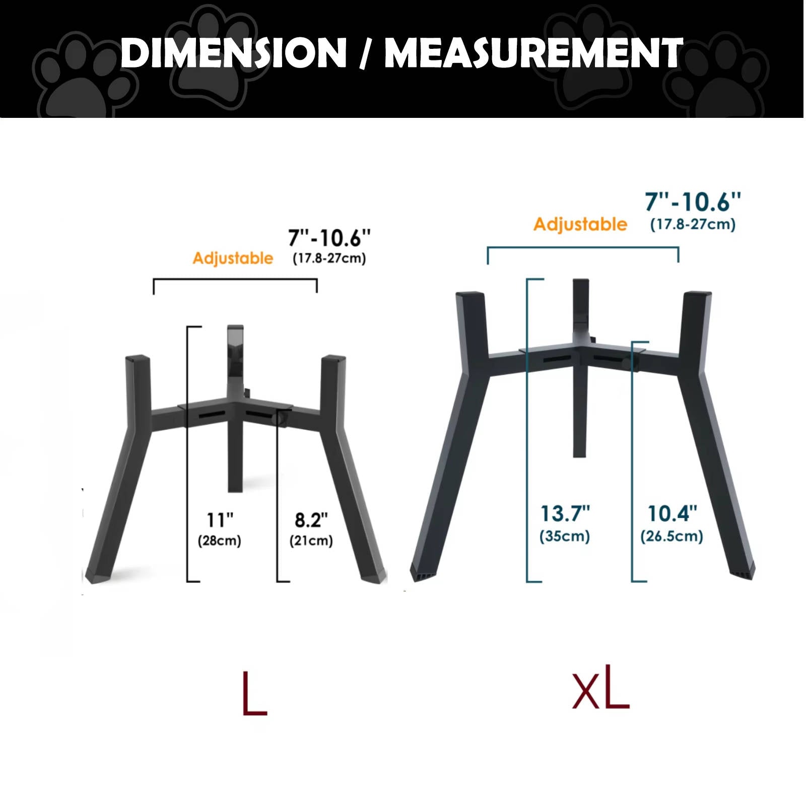 Dog Bowl Stand with Adjustable Width and Foldable Metal Frame, 13.7in Height All Vera Mart