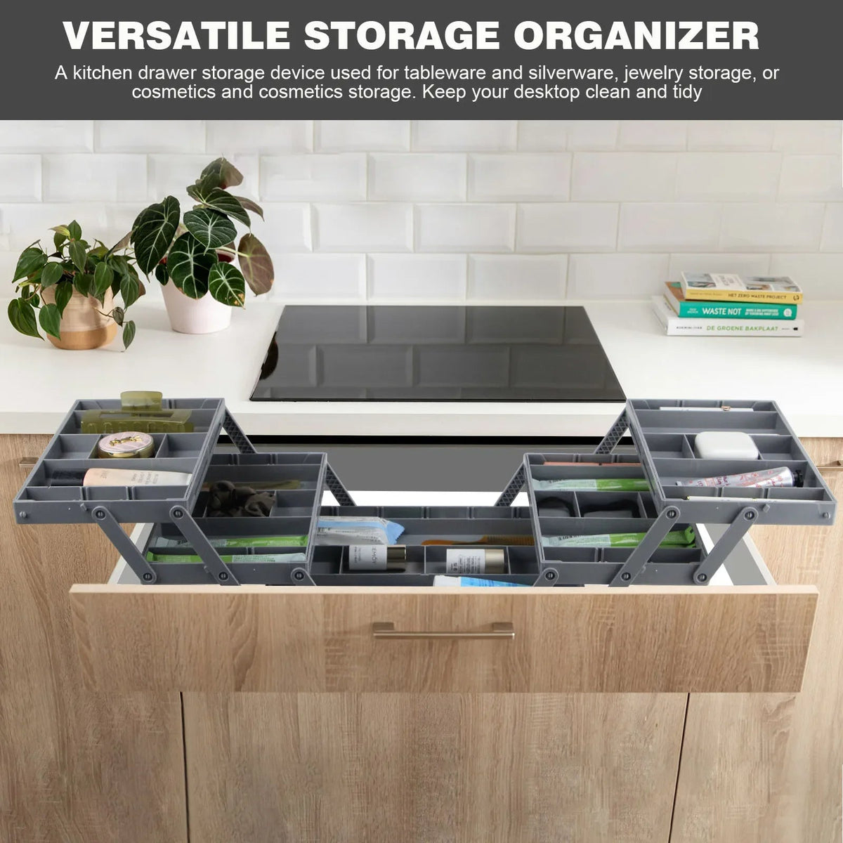 Foldable Drawer Organizer with Multiple Compartments and Vertical Storage All Vera Mart
