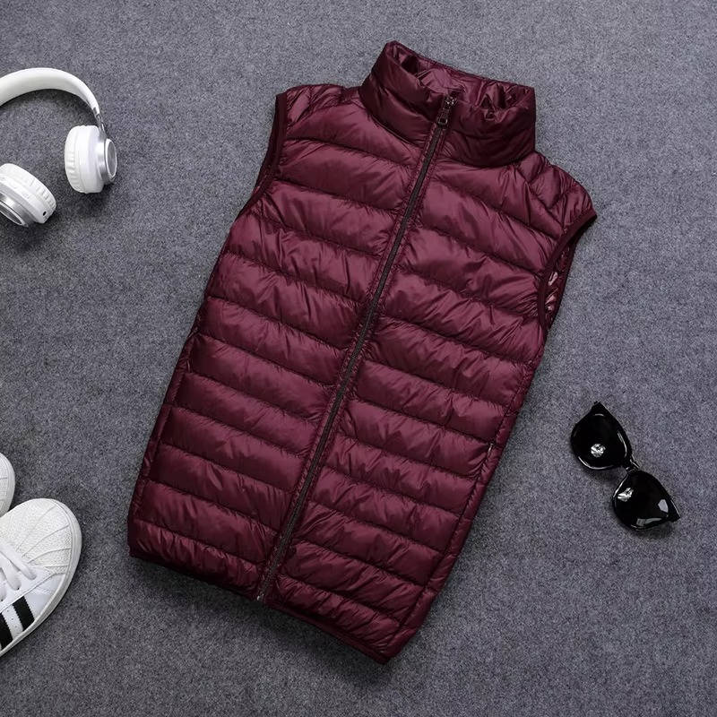 Packable Down Vest with Stand Up Collar and Water Resistant Shell All Vera Mart