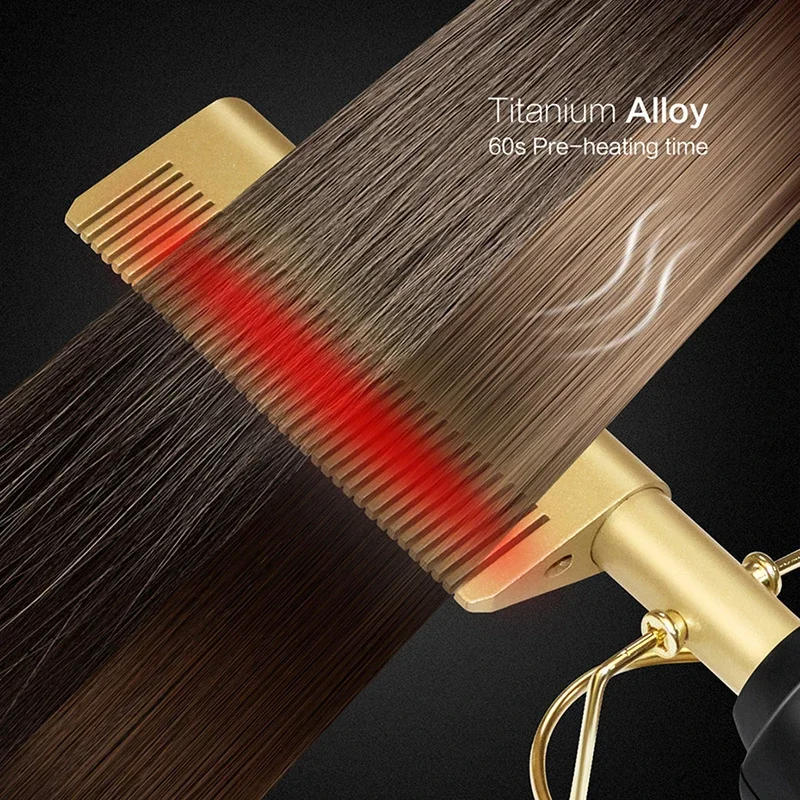 Titanium Alloy Hot Comb with Ceramic Heat and Adjustable Temperature, 60 Second Heat Up All Vera Mart
