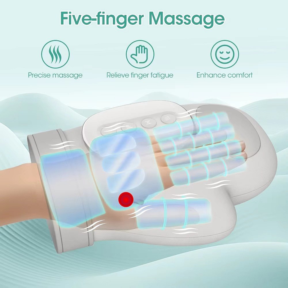 Hand Compression Massager Glove with Heat and Touch Controls All Vera Mart