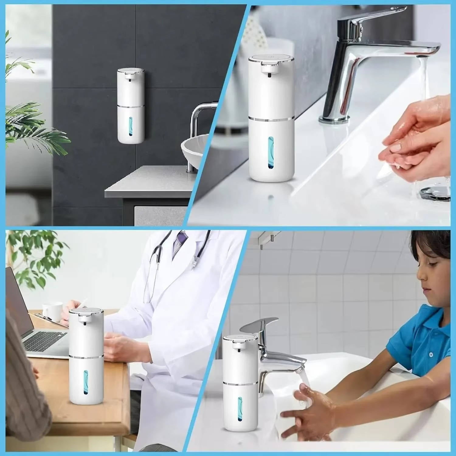Infrared Motion Sensor Soap Dispenser with USB Rechargeable Battery and IPX5 Splash Protection All Vera Mart