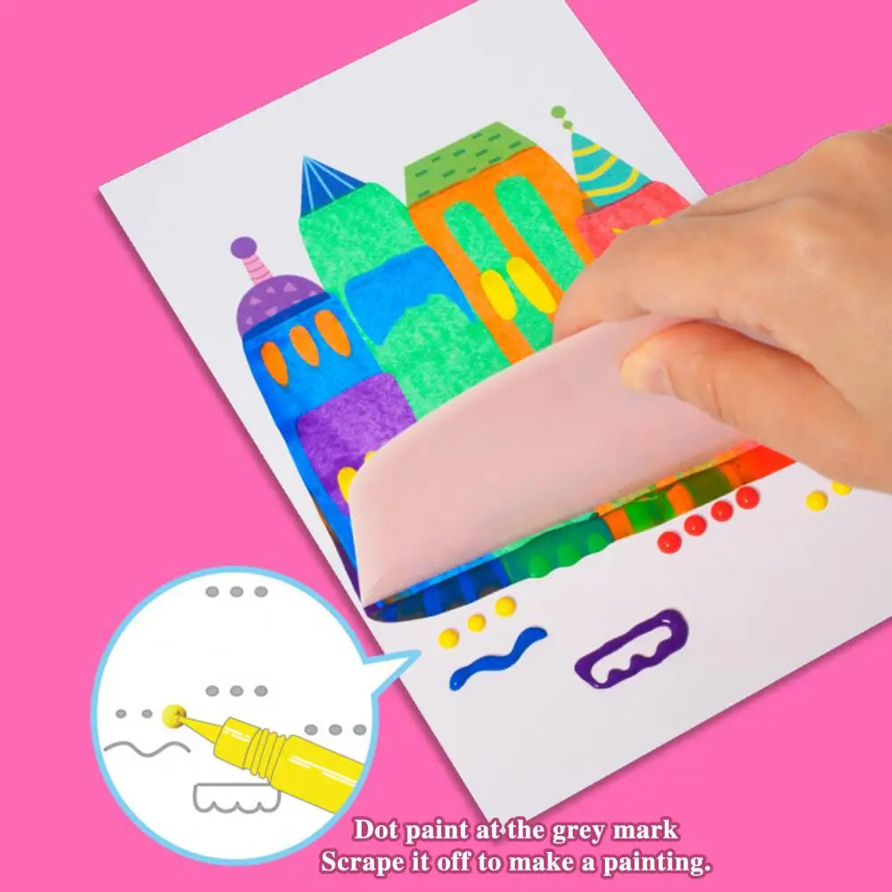 Squeegee Painting Kit for Kids with Watercolor Pens and Stickers, 20 Sheets All Vera Mart