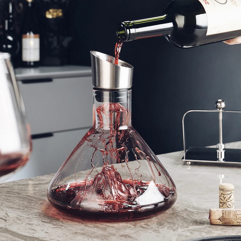 Crystal Wine Decanter with 12-Channel Aerator and Stainless Steel Filter, 1500ml All Vera Mart