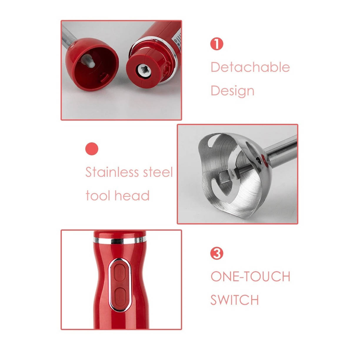 Electric Hand Blender with 5 Attachments and 20 Speed Settings, 1000W Motor All Vera Mart