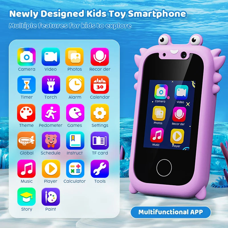 Touchscreen Learning Phone with Dual Camera and Built-in Games for Kids All Vera Mart