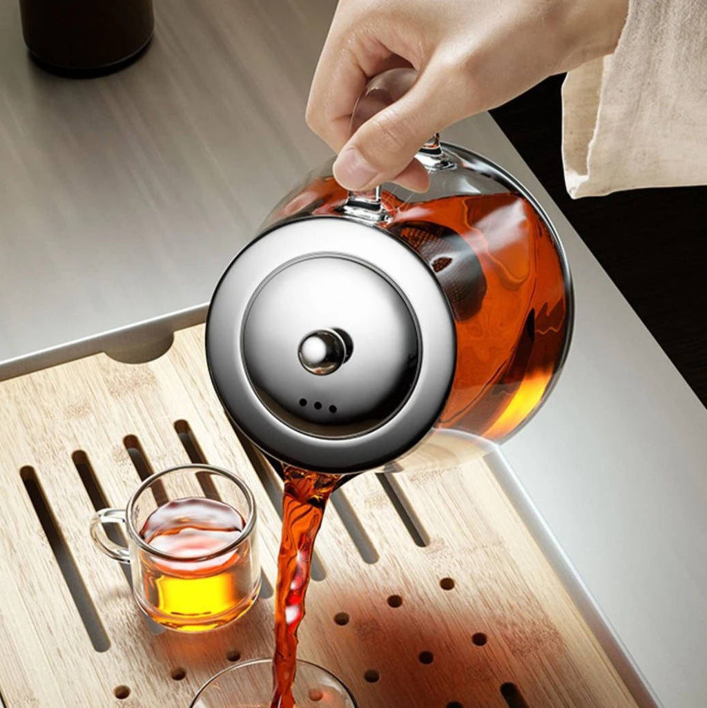 Borosilicate Glass Teapot with Mesh Infuser and Drip-Free Spout, 45.6oz All Vera Mart