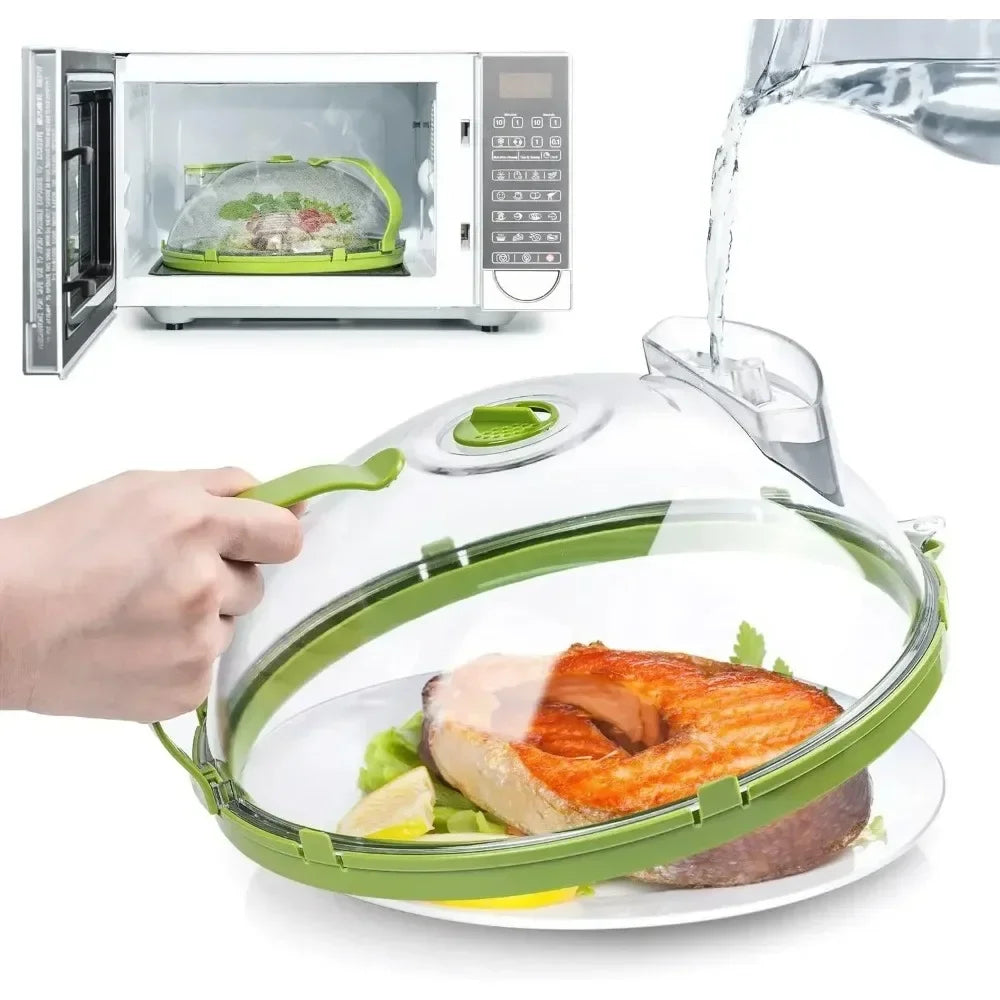 Microwave Splatter Cover with Steam Reservoir and Rotating Vent, 10-Inch Dome All Vera Mart
