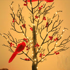 Battery Powered Decorative Tree with Copper Wire Lights and Cardinal Accents All Vera Mart