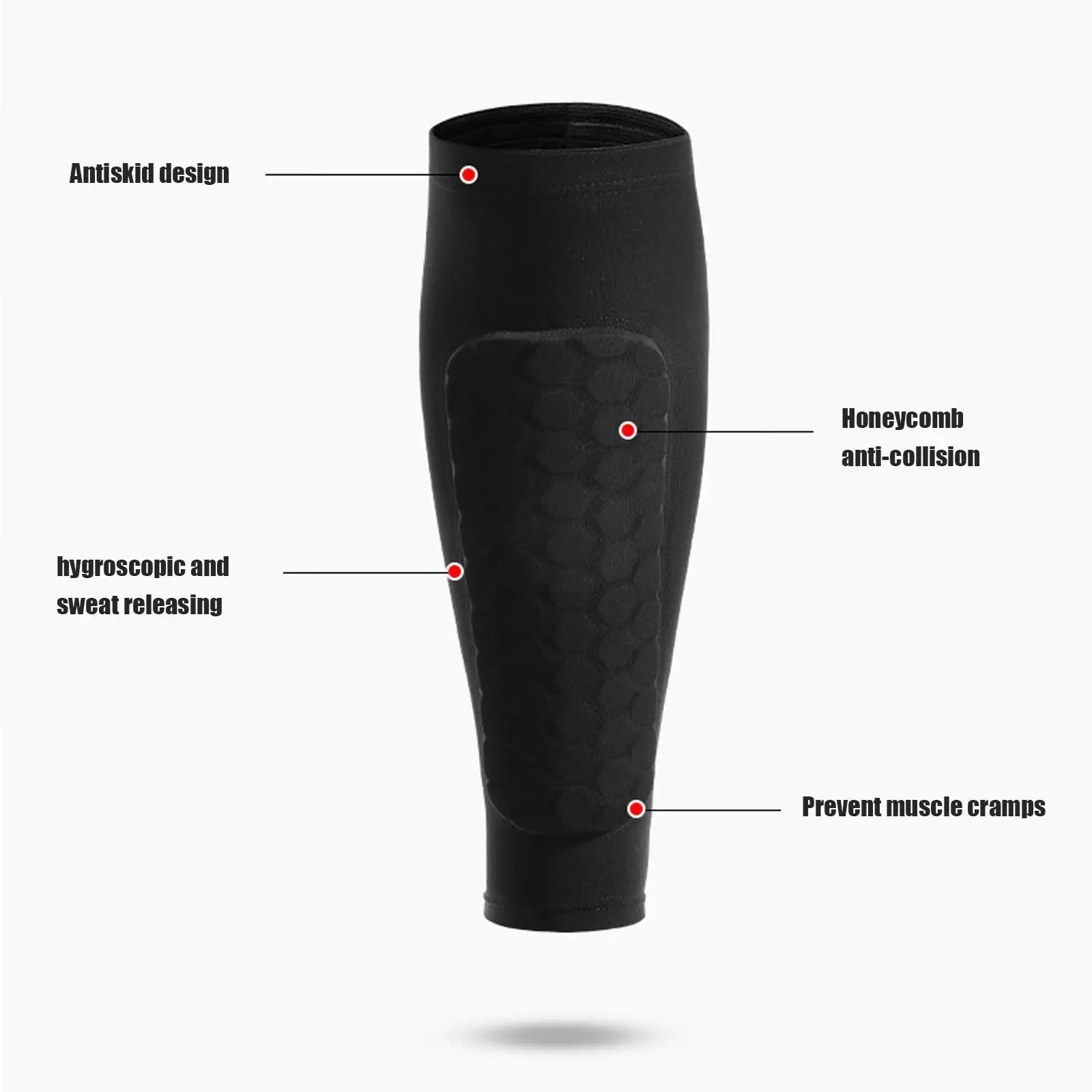 Honeycomb Shin Guards with Compression Fit and Moisture Wicking Fabric All Vera Mart