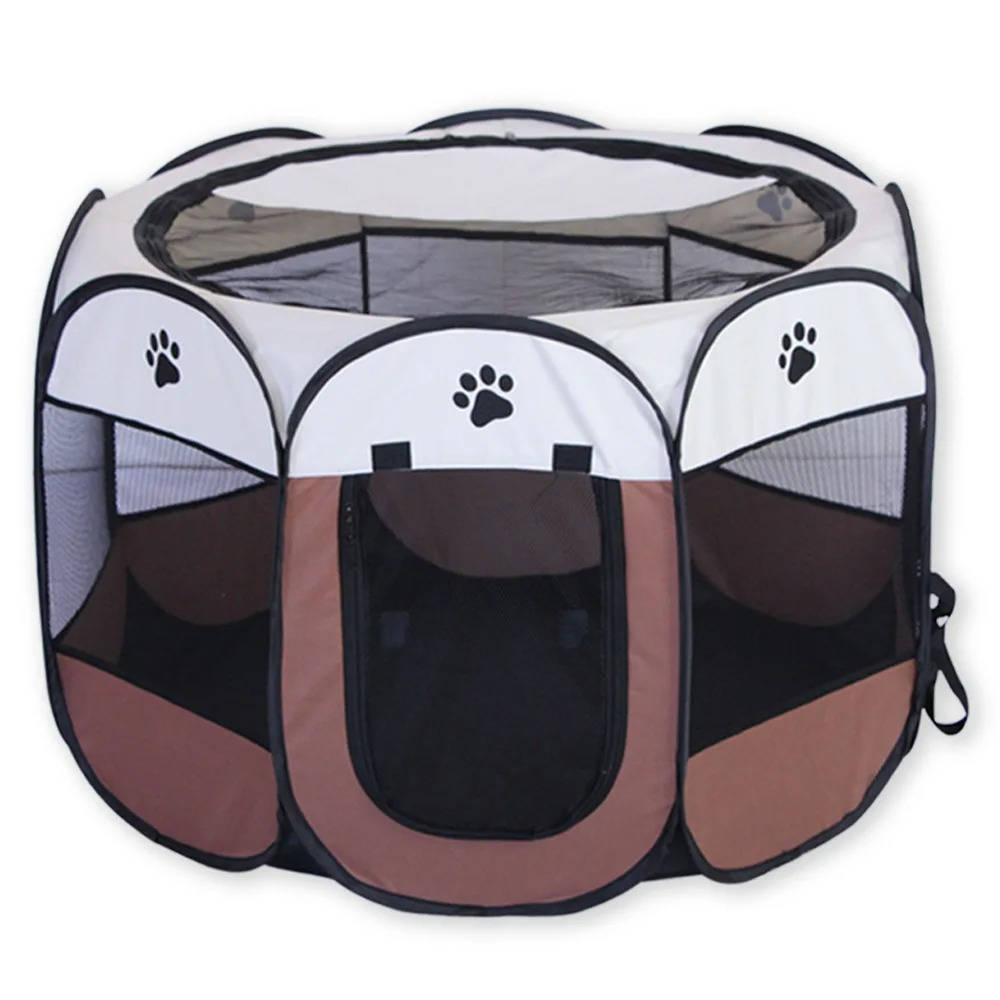 Portable Mesh Pet Tent with Eight-Sided Panels and Zippered Doors All Vera Mart