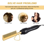 Titanium Alloy Hot Comb with Ceramic Heat and Adjustable Temperature, 60 Second Heat Up All Vera Mart