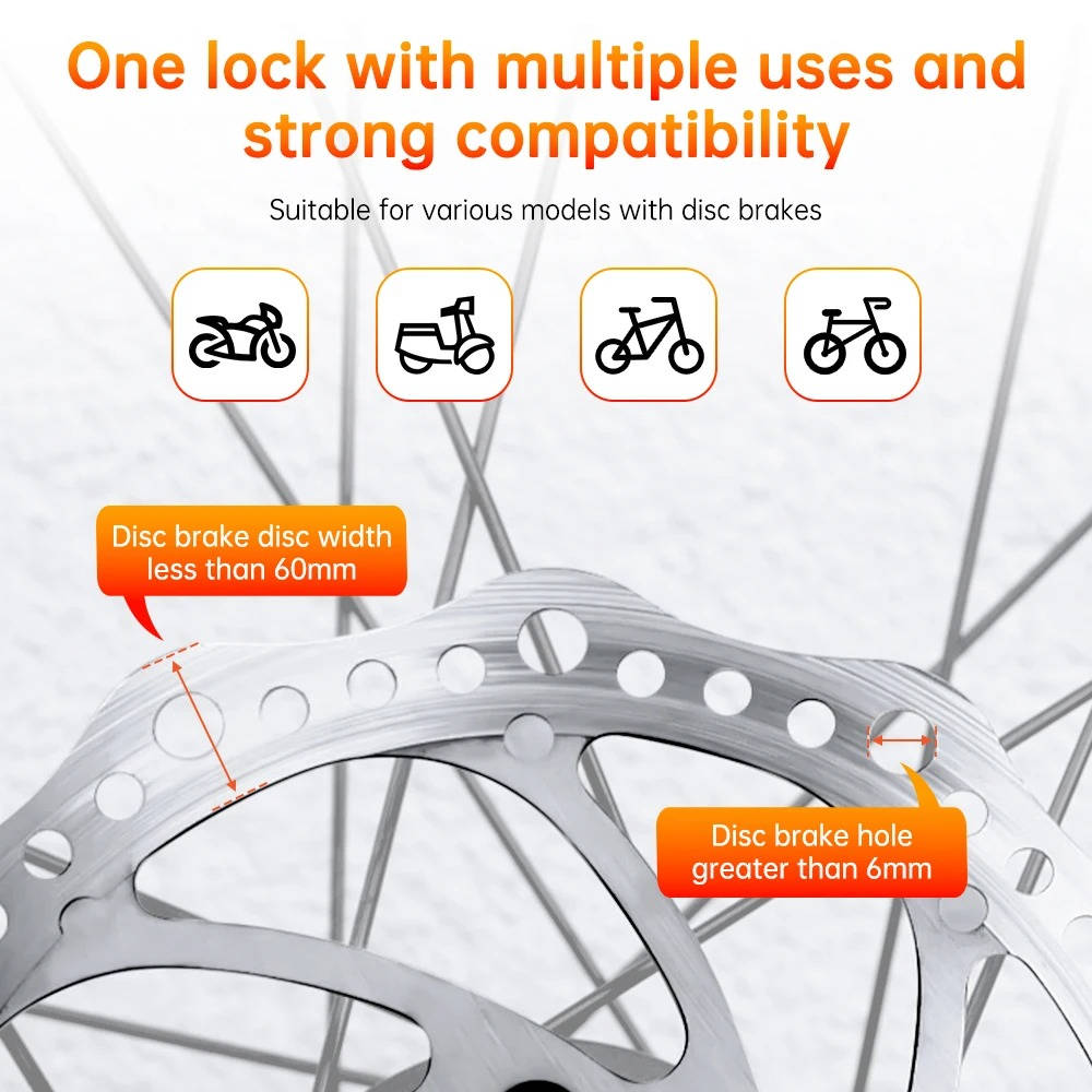 Brake Disc Lock with 120dB Motion Alarm and Reminder Cable All Vera Mart