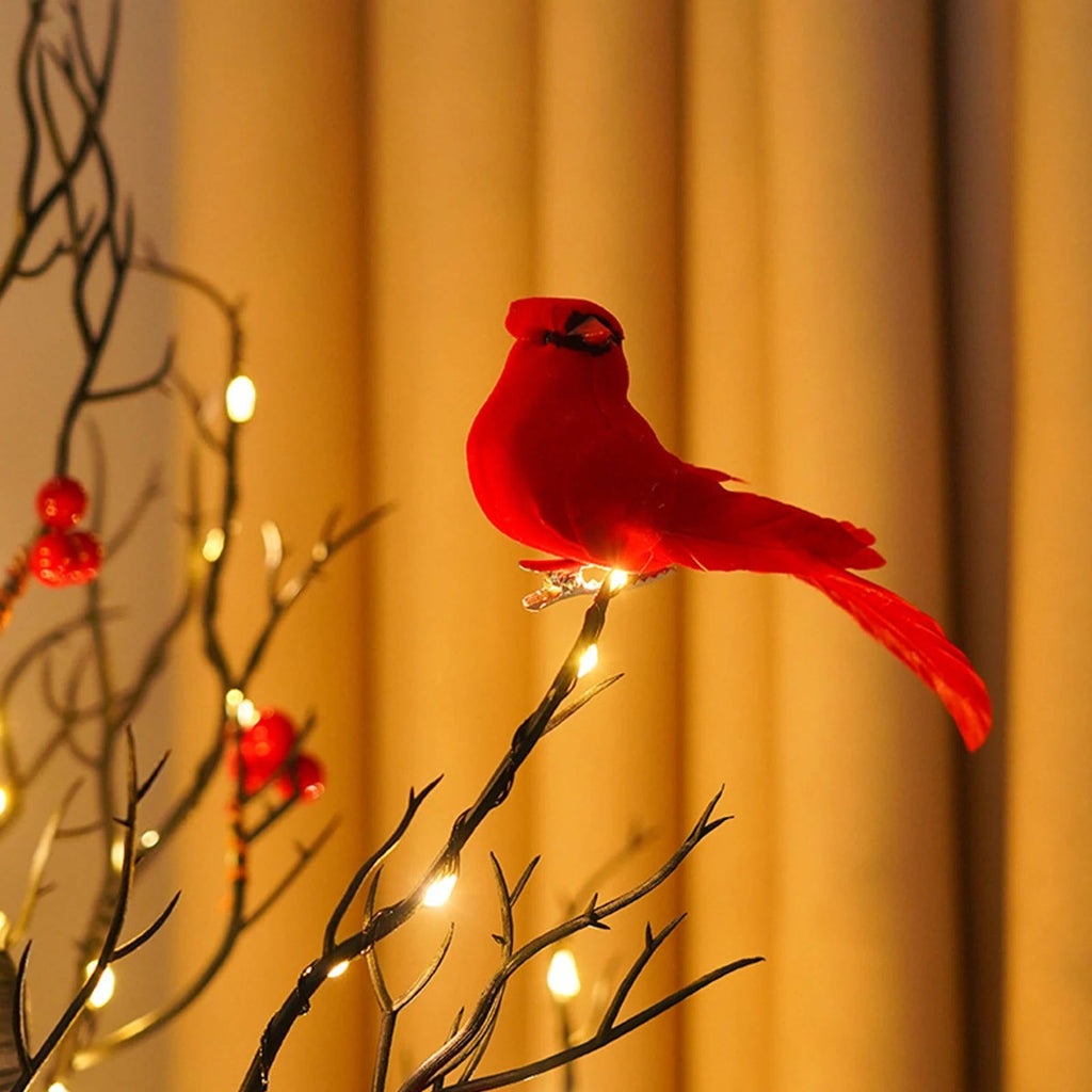 Battery Powered Decorative Tree with Copper Wire Lights and Cardinal Accents All Vera Mart