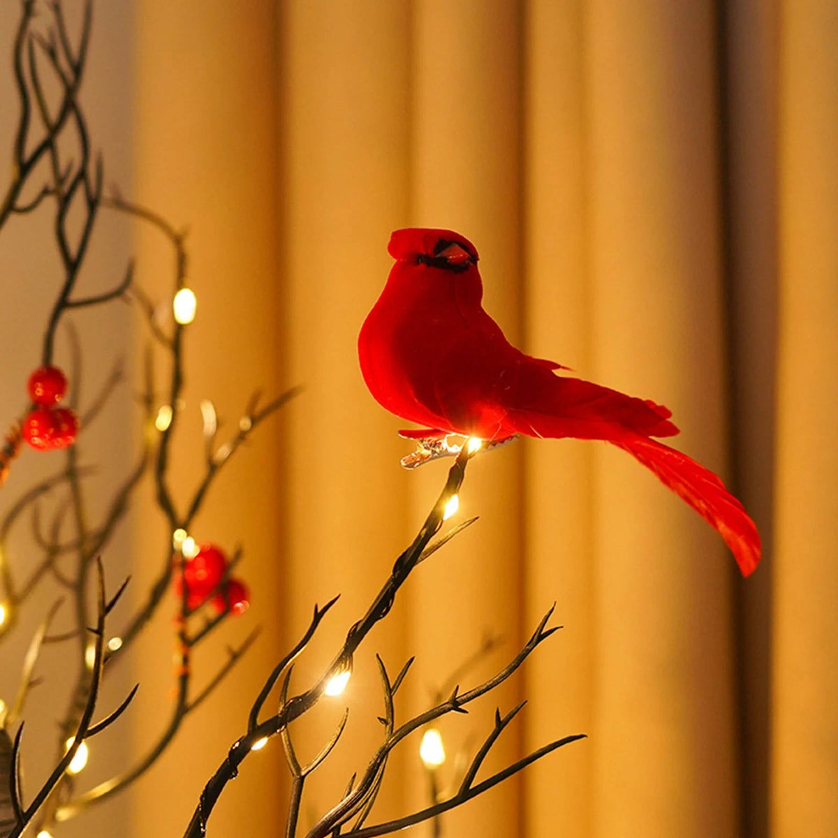 Battery Powered Decorative Tree with Copper Wire Lights and Cardinal Accents All Vera Mart