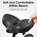 Bike Saddle with Memory Foam Cushioning and Dual Spring Absorption, Reflective Strips All Vera Mart