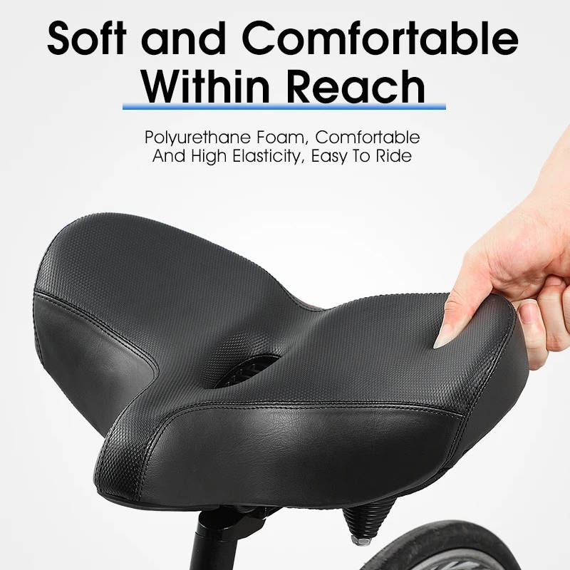 Bike Saddle with Memory Foam Cushioning and Dual Spring Absorption, Reflective Strips All Vera Mart