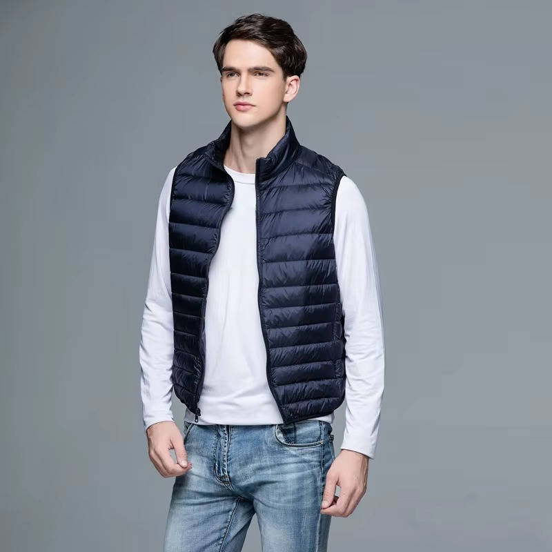 Packable Down Vest with Stand Up Collar and Water Resistant Shell All Vera Mart