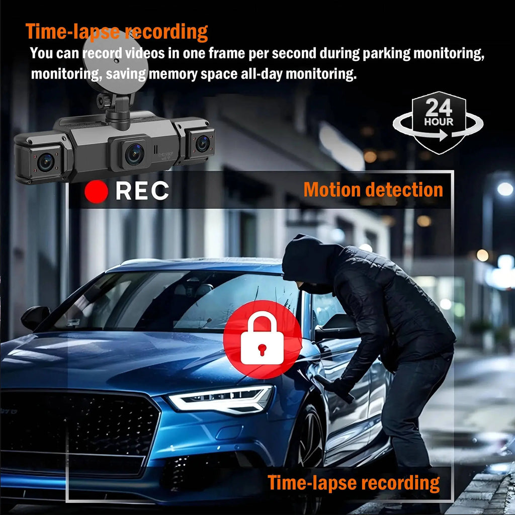 Dash Cam with Four-Camera Surround and Night Vision, WiFi App Control All Vera Mart