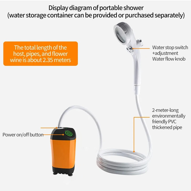 Outdoor Shower Pump with Digital Temperature Display and 90-Minute Battery All Vera Mart