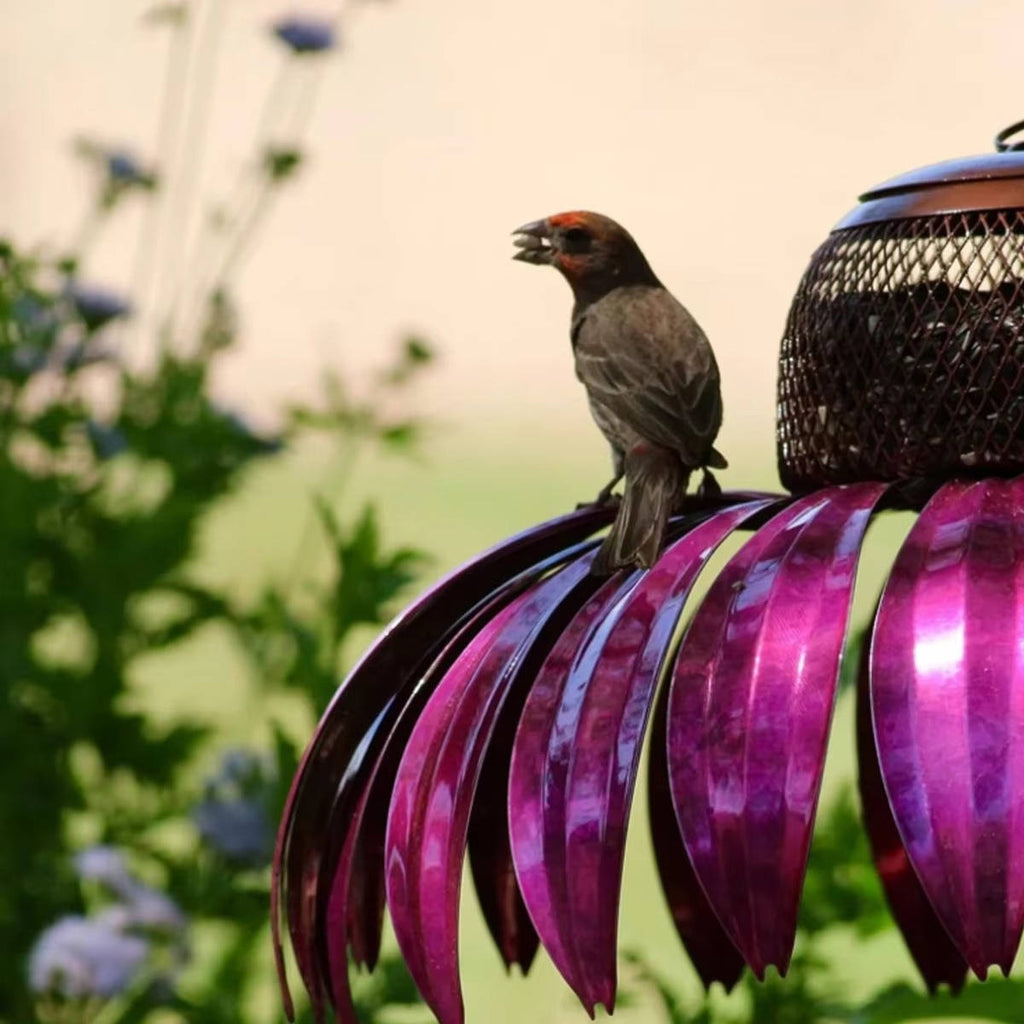 Flower Shaped Bird Feeder with Mesh Squirrel Barrier and Ground Stake All Vera Mart