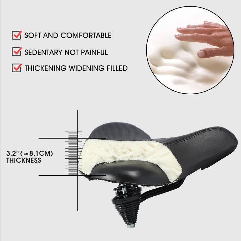 Bike Saddle with Memory Foam Cushioning and Dual Spring Absorption, Reflective Strips All Vera Mart