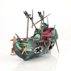 Sunken Boat Aquarium Decoration with Built-In Air Tubing and Weighted Base All Vera Mart