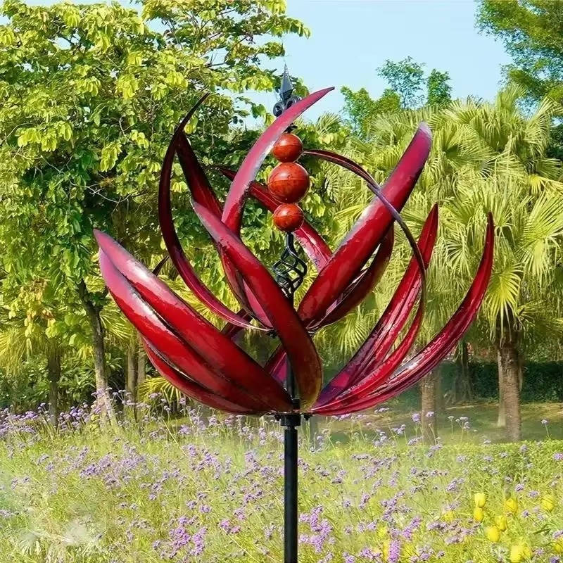 Tulip Wind Spinner with Powder Coated Iron Body and 360 Degree Rotation All Vera Mart
