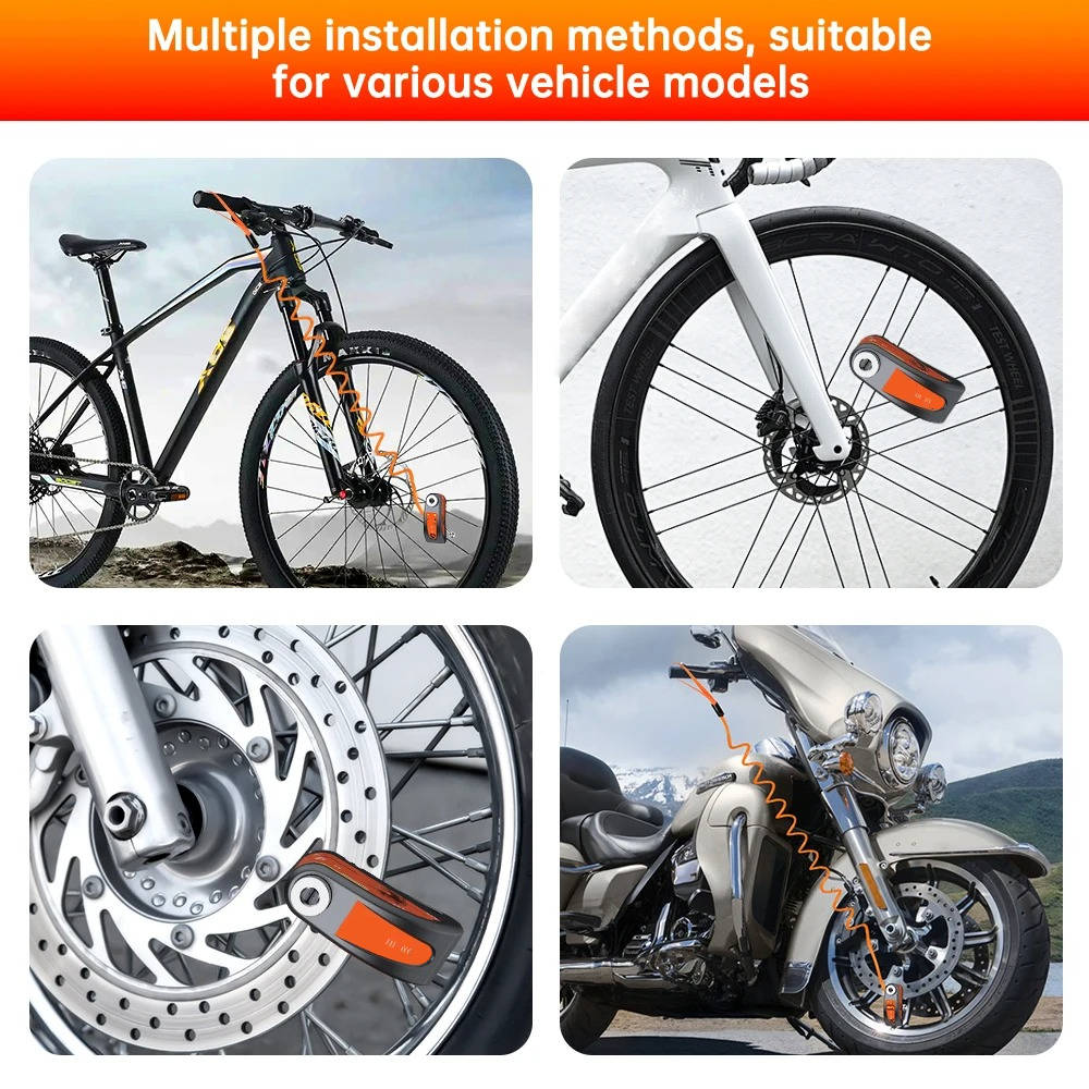 Brake Disc Lock with 120dB Motion Alarm and Reminder Cable All Vera Mart