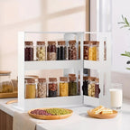 Rotating Spice Rack Organizer with Dual Swivel Shelves and 20-Jar Capacity All Vera Mart