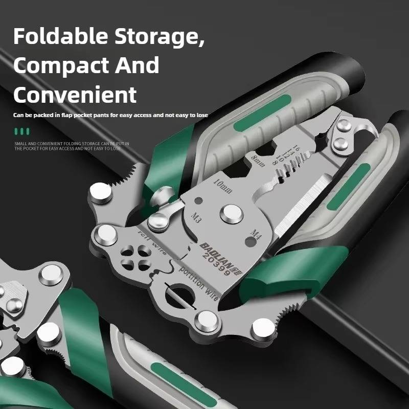 Folding Wire Stripper with 18-in-1 Multi Tool Functions and Stainless Steel Build All Vera Mart