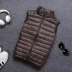 Packable Down Vest with Stand Up Collar and Water Resistant Shell All Vera Mart