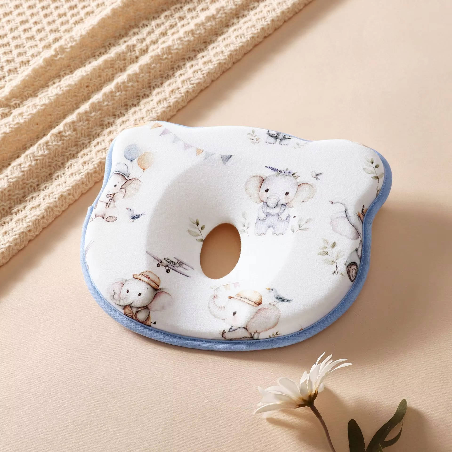 Infant Head Support Pillow with U-Shaped Groove and Velvet Cover, Machine Washable All Vera Mart