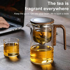 Borosilicate Glass Teapot with Removable Metal Infuser and Wooden Handle, 800ml Capacity All Vera Mart