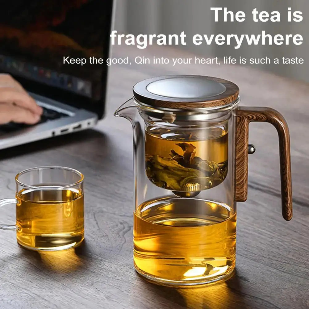 Borosilicate Glass Teapot with Removable Metal Infuser and Wooden Handle, 800ml Capacity All Vera Mart