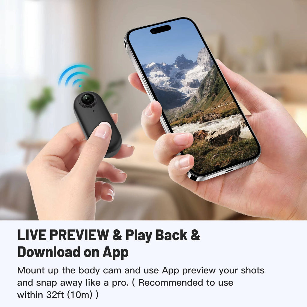 4K Wearable Camera with Magnetic Mount and 360-Degree Rotating Clip, 7 Accessories All Vera Mart