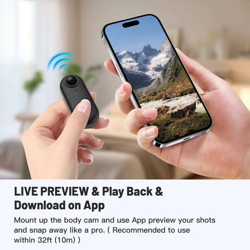 4K Wearable Camera with Magnetic Mount and 360-Degree Rotating Clip, 7 Accessories All Vera Mart