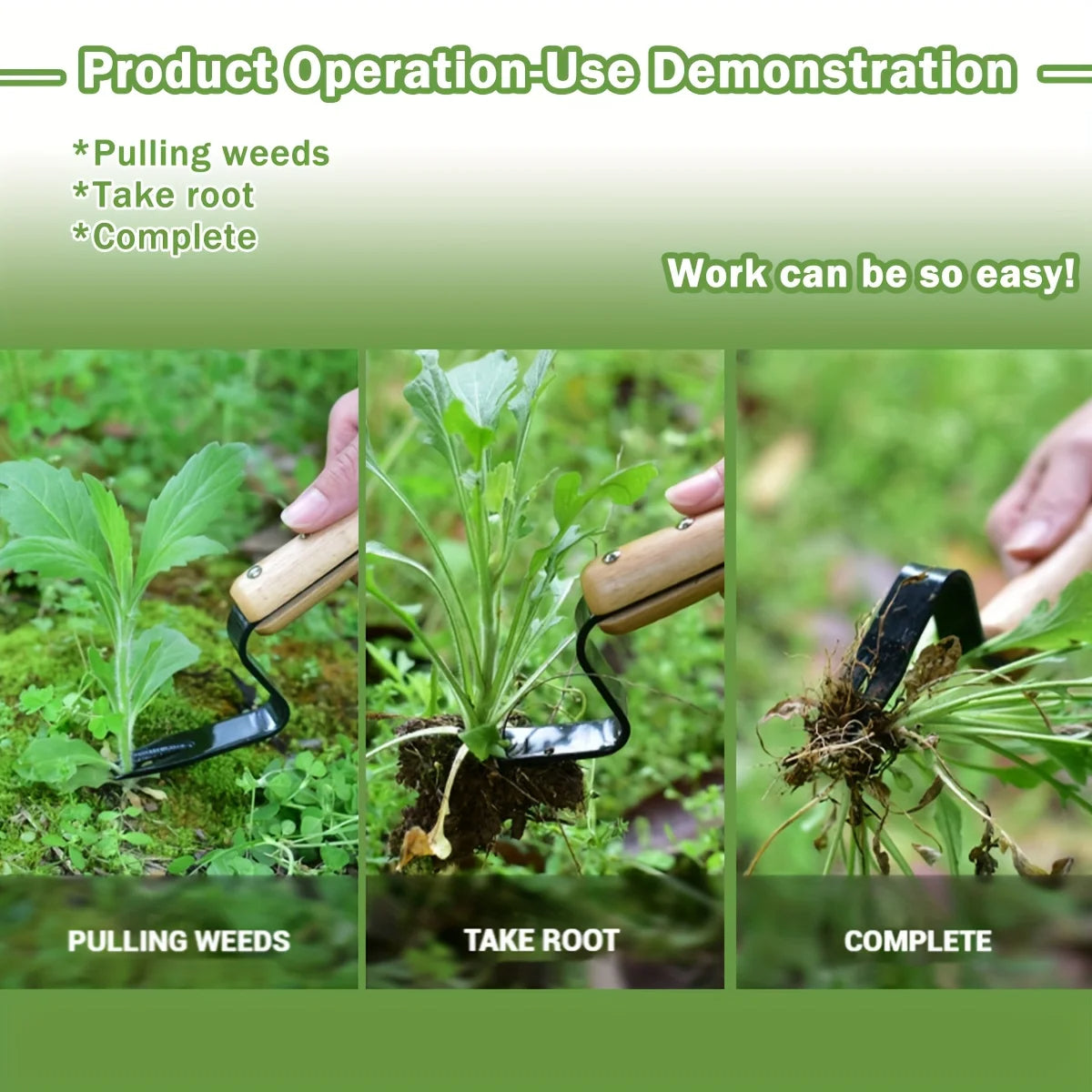 Root Extraction Tool with Angled Steel Tip and Wooden Handle All Vera Mart