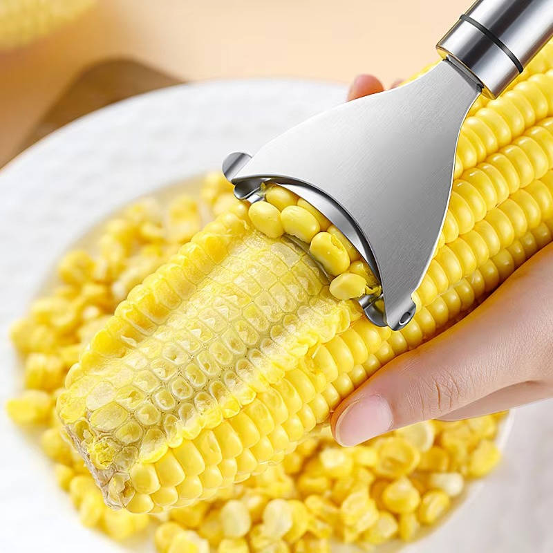 Stainless Steel Corn Kernel Stripper with Serrated Blade and Textured Handle All Vera Mart