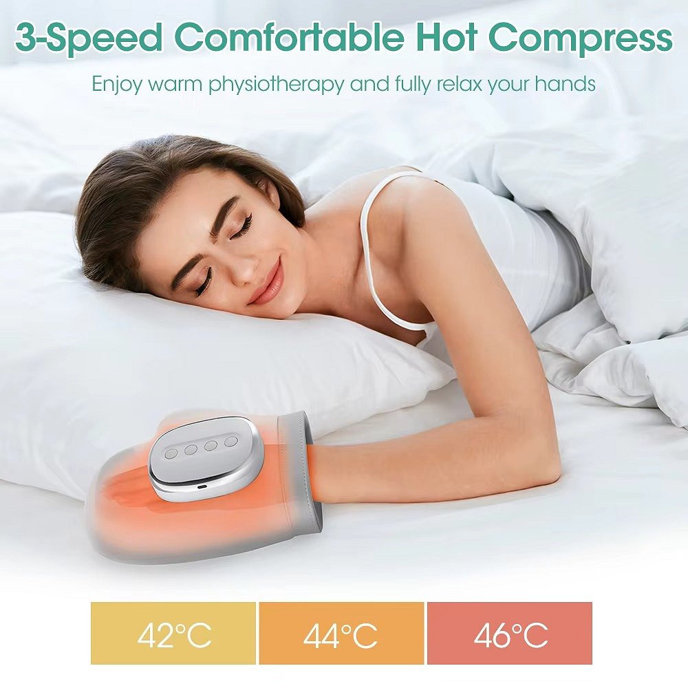 Hand Compression Massager Glove with Heat and Touch Controls All Vera Mart