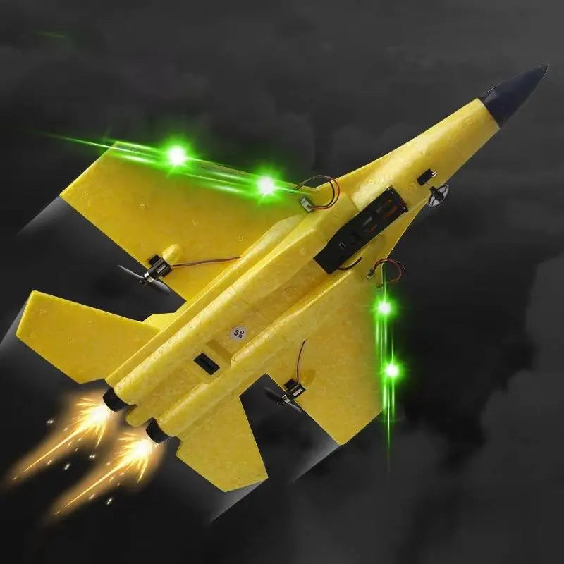 Beginner RC Trainer Plane with 3-Axis Gyroscope and LED Lights, Dual Rear Motors All Vera Mart