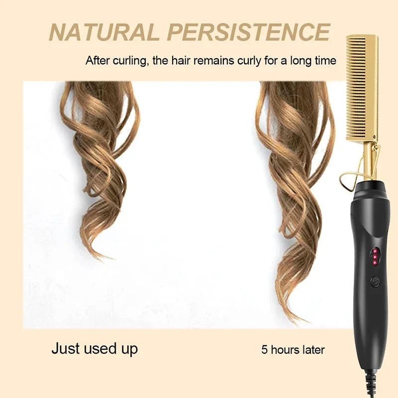 Titanium Alloy Hot Comb with Ceramic Heat and Adjustable Temperature, 60 Second Heat Up All Vera Mart