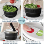 Salad Spinner 3L with One Hand Press and Instant Stop Brake, Removable Colander Basket All Vera Mart