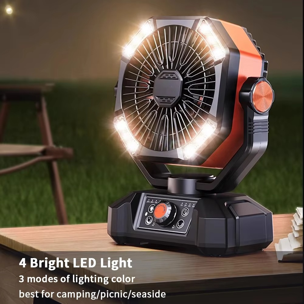 Dual Motor Camping Fan with 20000mAh Battery and LED Lights, Remote Control All Vera Mart