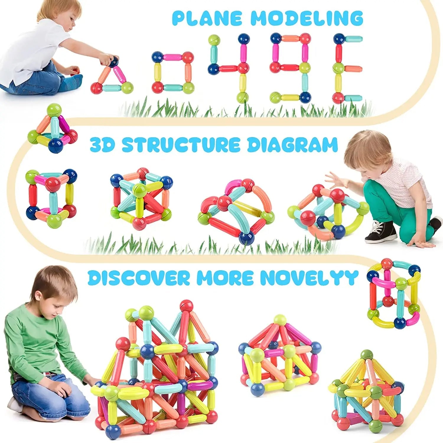 98-Piece Magnetic Building Blocks with Strong Magnetic Connection and Storage Container All Vera Mart