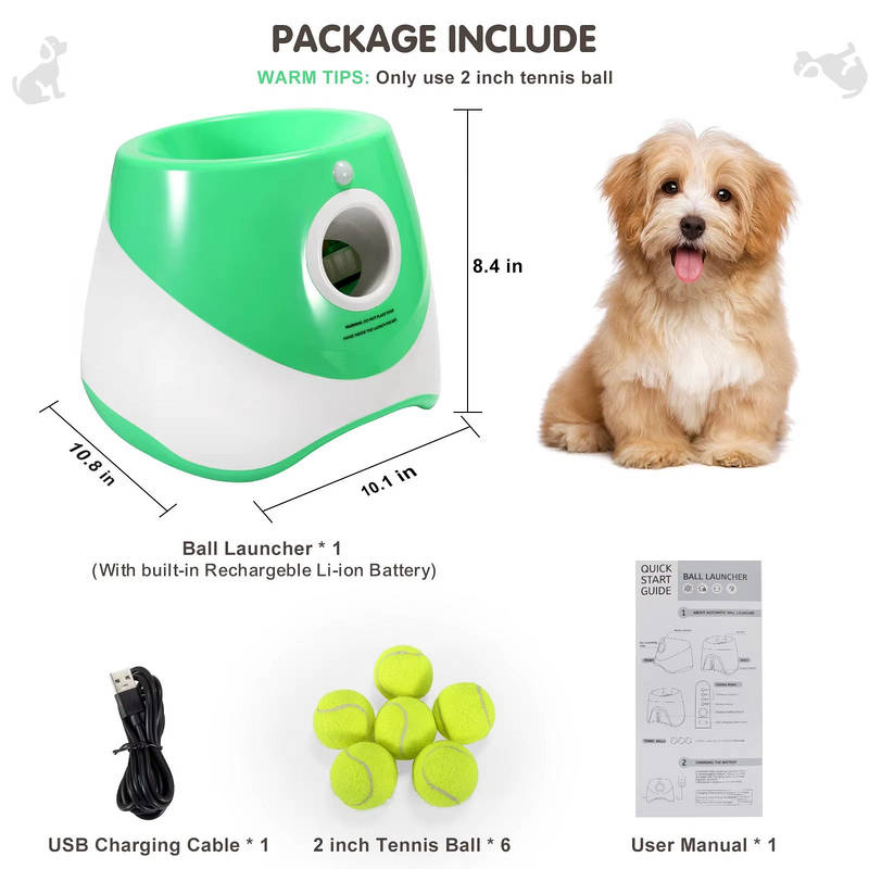 Dog Ball Launcher with Motion Detection and Adjustable Throw Distance, LED Battery Indicator All Vera Mart