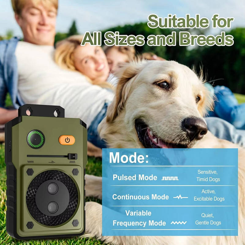 Ultrasonic Bark Deterrent with Automatic Detection and 3 Frequency Modes, 50ft Range All Vera Mart